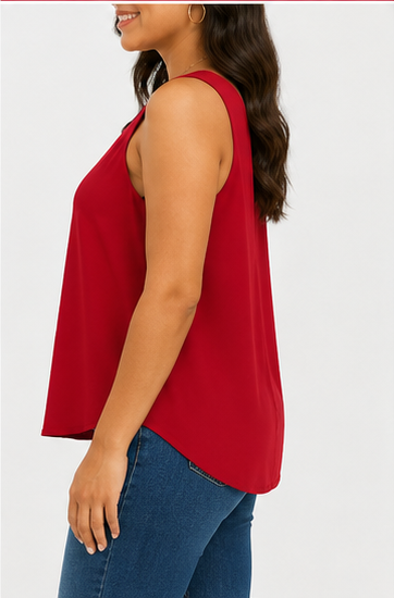 Blusa Básica Sin Mangas con Escote en V