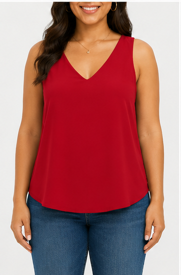 Blusa Básica Sin Mangas con Escote en V