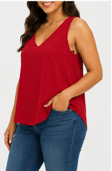 Blusa Básica Sin Mangas con Escote en V