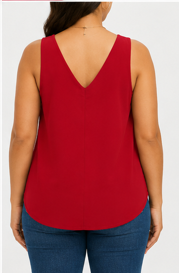 Blusa Básica Sin Mangas con Escote en V