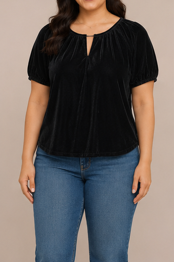 Blusa de Terciopelo con Mangas Abullonadas