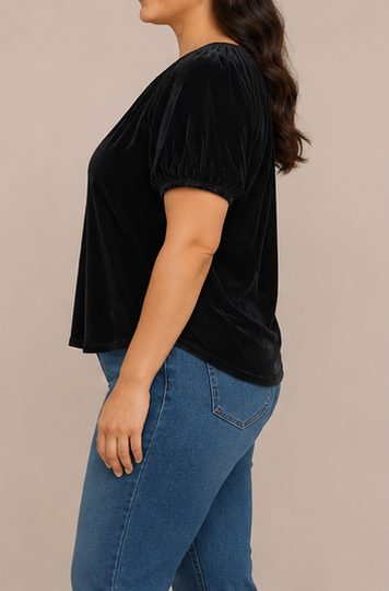 Blusa de Terciopelo con Mangas Abullonadas