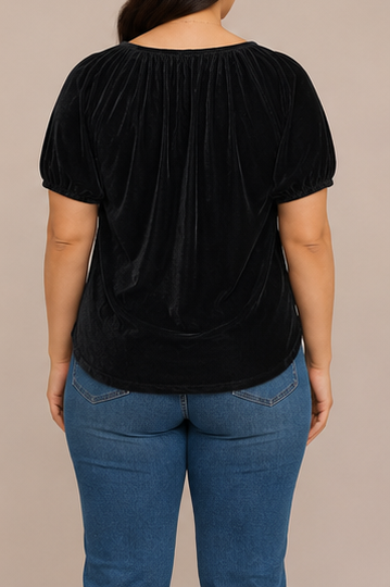 Blusa de Terciopelo con Mangas Abullonadas