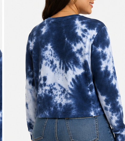 Blusa Tie-Dye de Manga Larga – Azul y Blanco