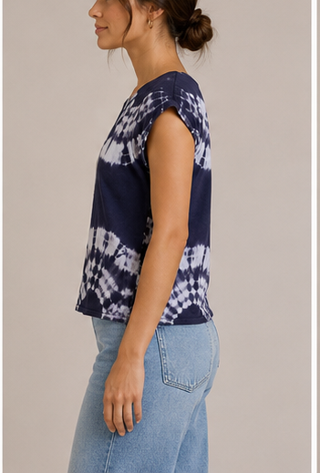 Blusa Tie-Dye Azul Marino Manga Corta