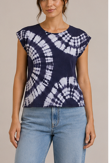 Blusa Tie-Dye Azul Marino Manga Corta