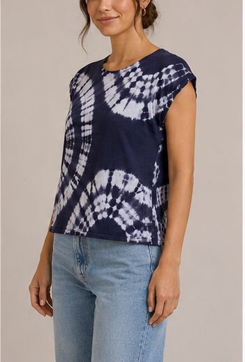 Blusa Tie-Dye Azul Marino Manga Corta