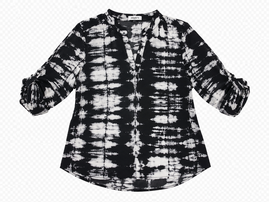 Blusa Estampada Tie-Dye Negro y Blanco