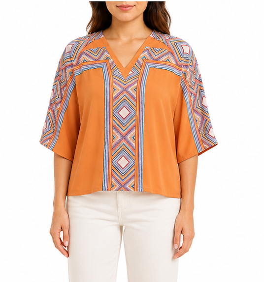 Blusa Estampada con Escote en V