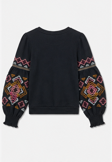 Blusa de Manga Larga con Bordado Étnico