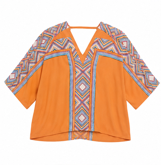 Blusa Estampada con Escote en V