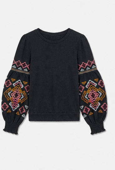 Blusa de Manga Larga con Bordado Étnico