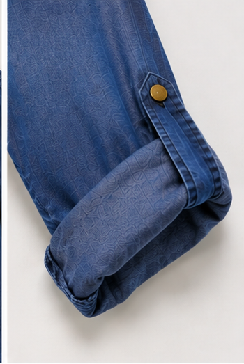 Blusa Tipo Denim Cruzada de Manga Larga