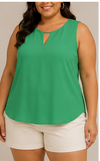 Blusa Lisa Verde con Escote en V