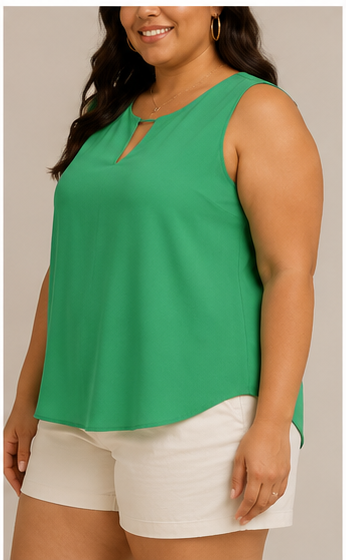Blusa Lisa Verde con Escote en V