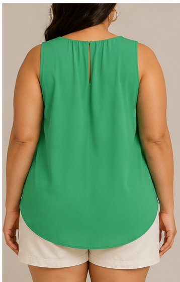 Blusa Lisa Verde con Escote en V