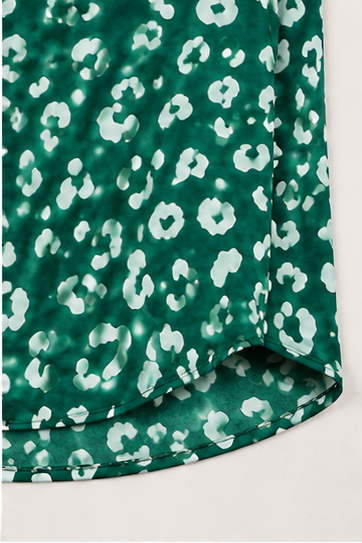 Blusa Estampada Verde de Manga 3/4 para Mujer