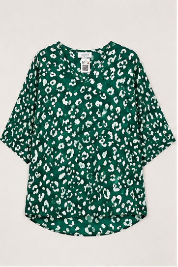 Blusa Estampada Verde de Manga 3/4 para Mujer
