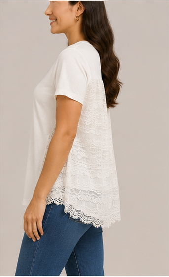 Blusa Blanca con Detalles de Encaje
