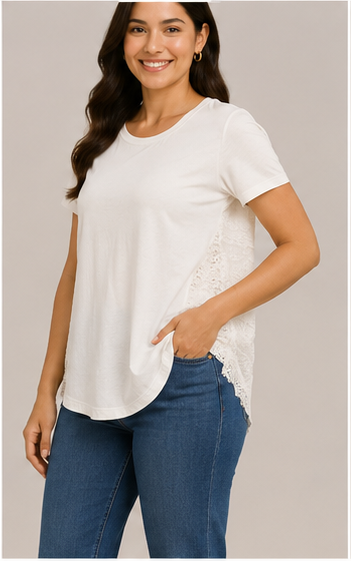 Blusa Blanca con Detalles de Encaje