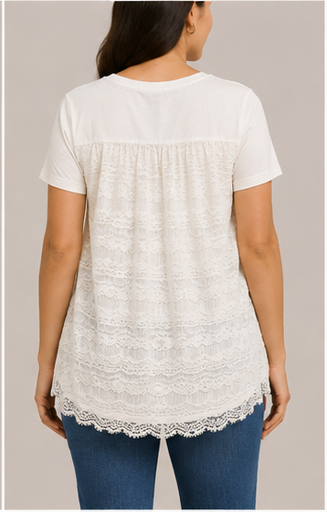 Blusa Blanca con Detalles de Encaje