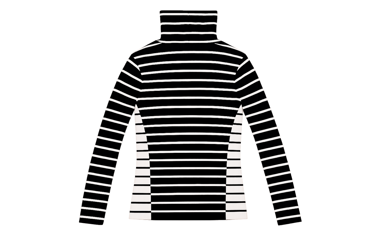 Blusa de Cuello Alto a Rayas – Blanco y Negro