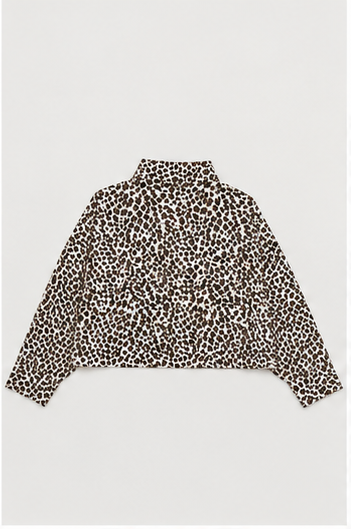 Blusa Animal Print de Manga Larga con Cuello Clásico