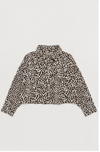 Blusa Animal Print de Manga Larga con Cuello Clásico