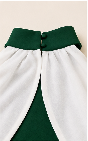 Bodysuit Verde Esmeralda con Capa Blanca