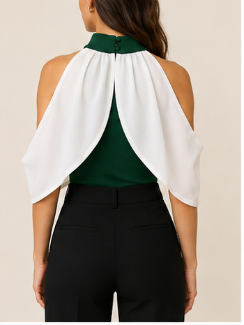 Bodysuit Verde Esmeralda con Capa Blanca