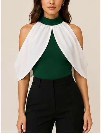 Bodysuit Verde Esmeralda con Capa Blanca