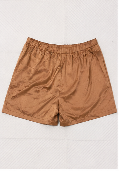 Short Satinado de Tiro Alto con Cintura Elástica