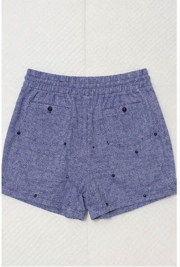 Short Azul Jaspeado con Cintura Elástica y Jareta