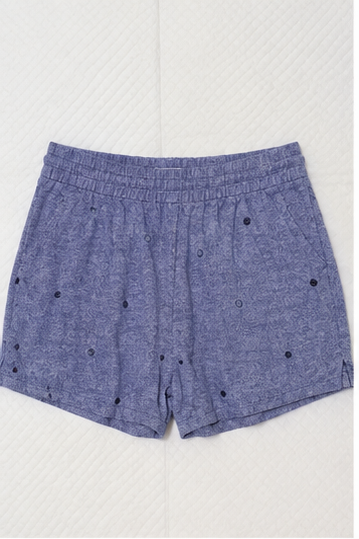 Short Azul Jaspeado con Cintura Elástica y Jareta