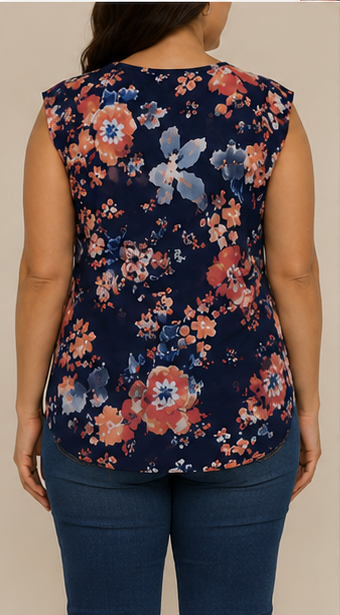 Blusa Floral sin Mangas