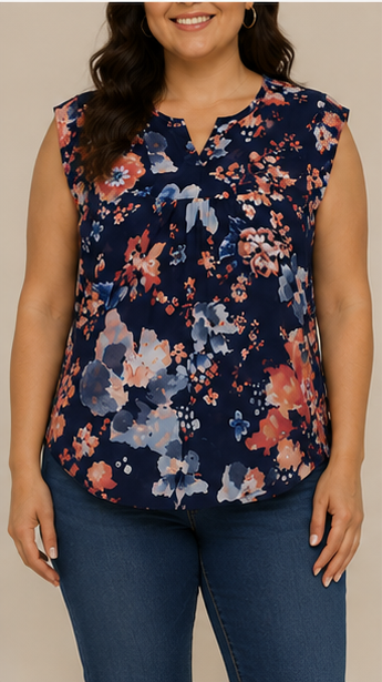 Blusa Floral sin Mangas