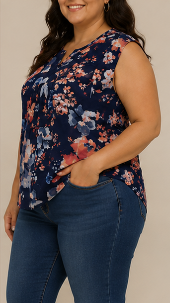 Blusa Floral sin Mangas