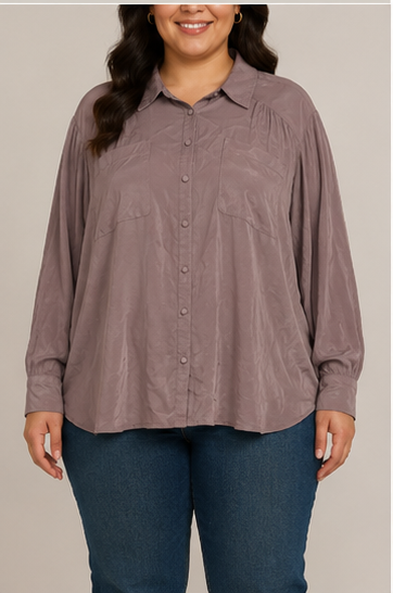 Blusa Tipo Camisa Oversize Plus Size de Manga Larga