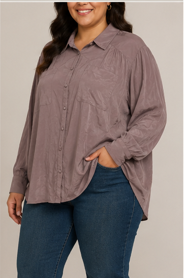 Blusa Tipo Camisa Oversize Plus Size de Manga Larga