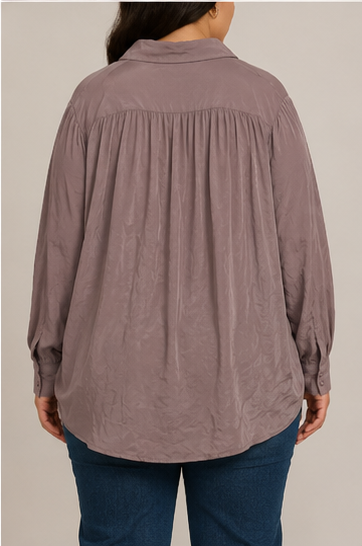 Blusa Tipo Camisa Oversize Plus Size de Manga Larga