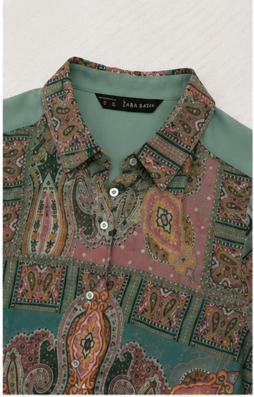 Blusa Estampada Paisley Manga Larga