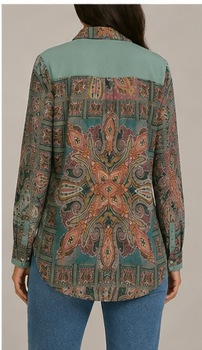 Blusa Estampada Paisley Manga Larga