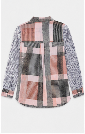 Blusa Estampada de Manga Larga con Cuello Clásico