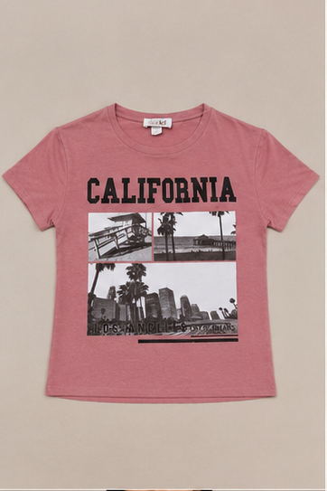 Camiseta Estampada "California" de Manga Corta