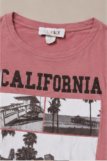 Camiseta Estampada "California" de Manga Corta