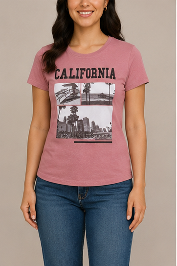 Camiseta Estampada "California" de Manga Corta