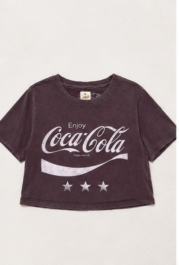 Playera Crop Estampada de Manga Corta