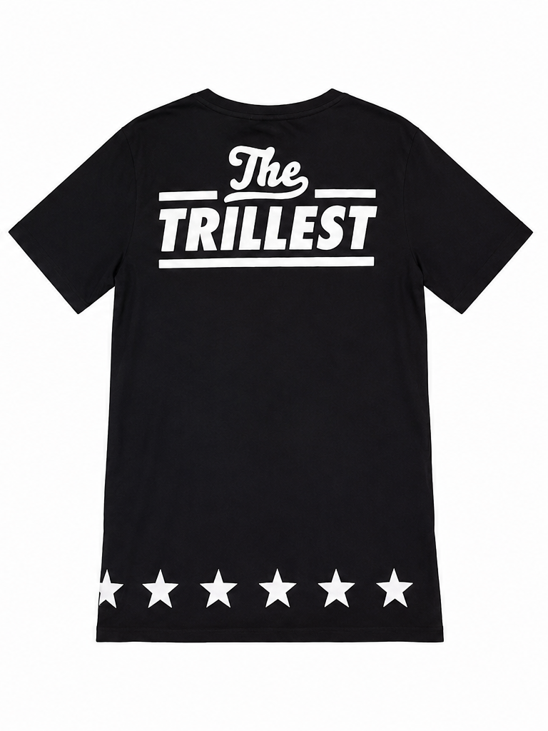 Vestido tipo camiseta con estampado de estrellas – Negro