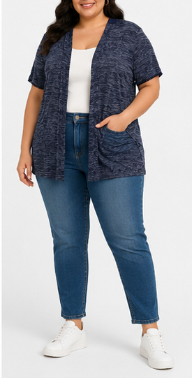Cardigan Azul Marino de Tejido Texturizado
