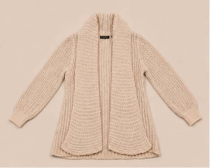 Suéter Cárdigan Tejido Beige con Bolsillos